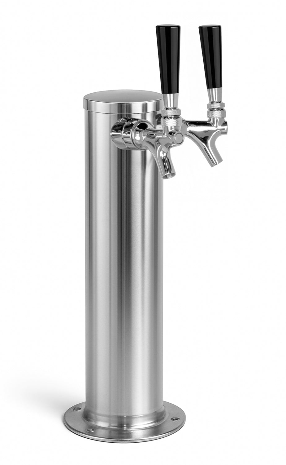 Chrome Plated Metal Dual Faucet Draft Beer Tower - 3-Inch Column