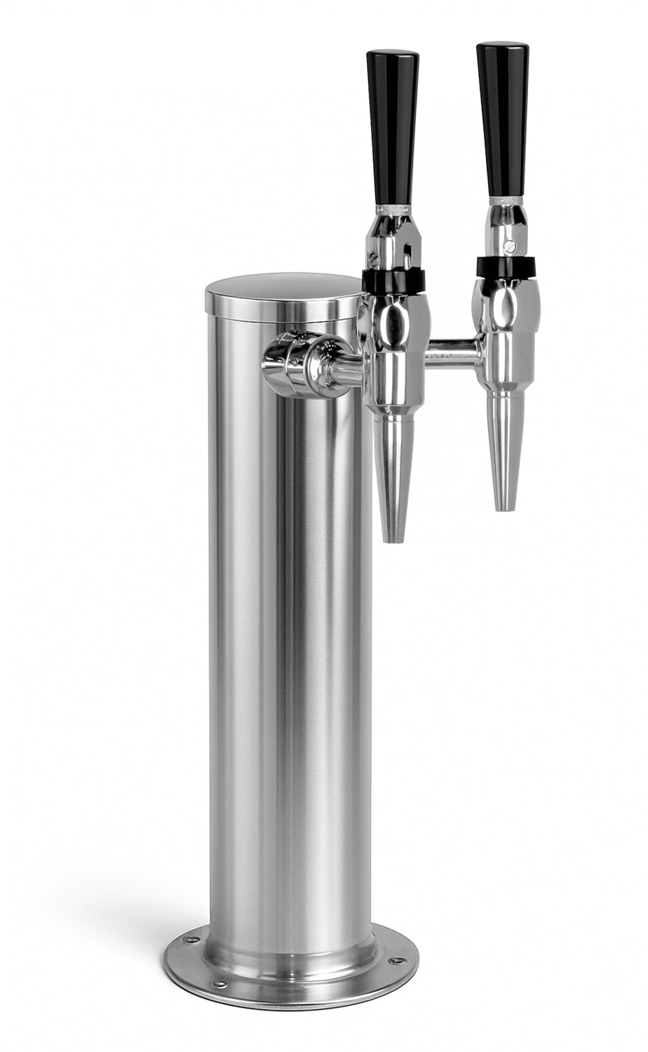 Chrome Plated Metal Dual Faucet Draft Beer Tower - 3-Inch Column