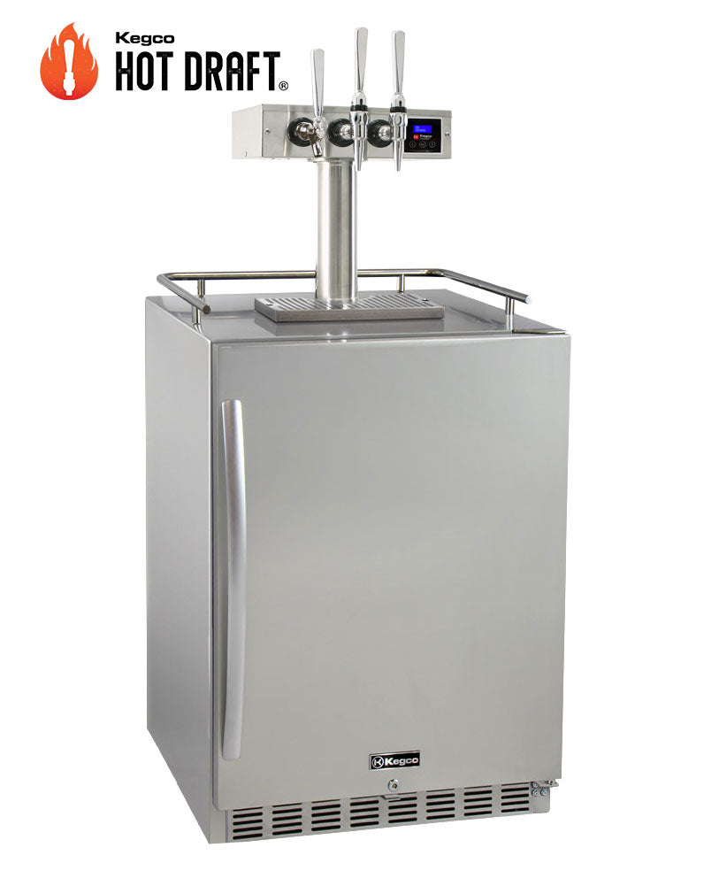 Kegco HK38-HDT-3SS Triple Faucet Commercial Built-In Hot Draft ® Tap Coffee Keg Dispenser - All Stainless Steel