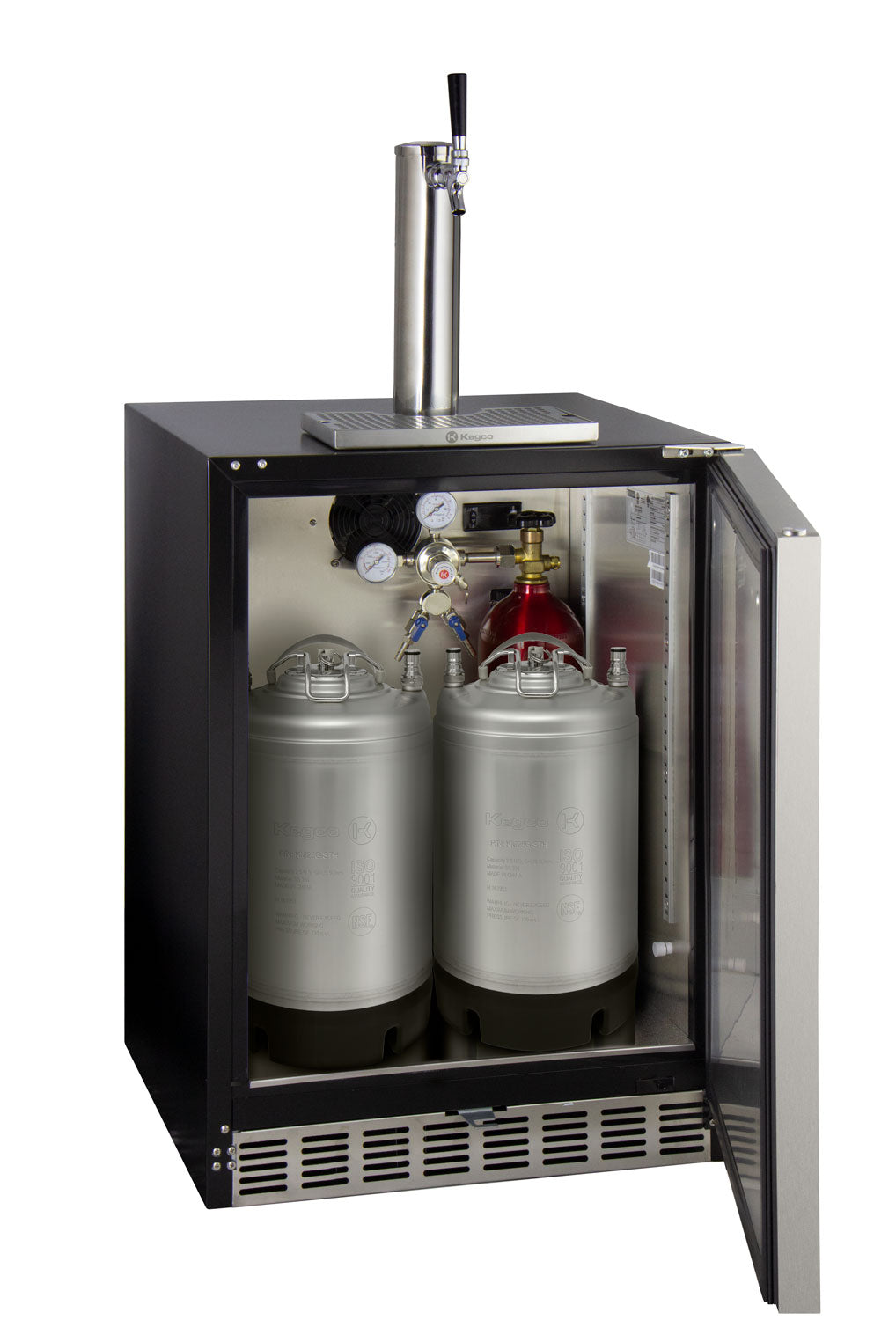 kegerator with kegs inside