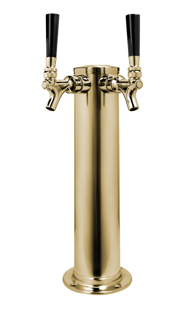 BrushedStainless Steel Dual Faucet Draft Beer Tower - 3-Inch Diameter Column