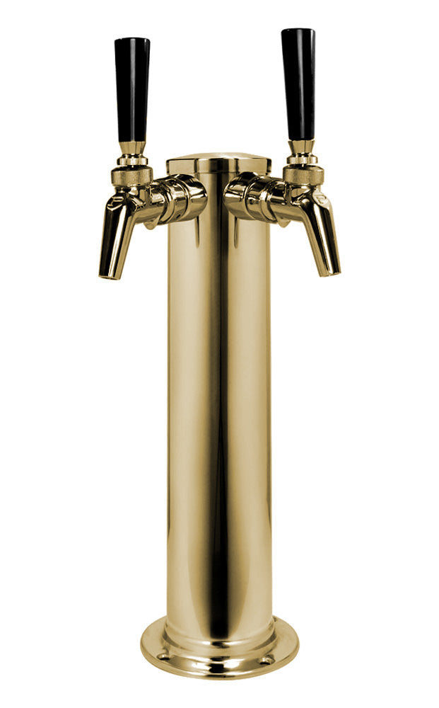 BrushedStainless Steel Dual Faucet Draft Beer Tower - 3-Inch Diameter Column