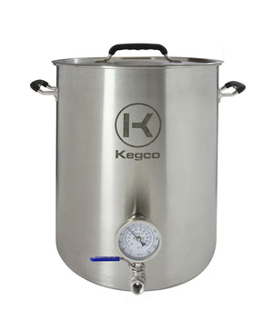 Brew Kettle - 10 Gallon - Thermometer & 2-Piece Ball Valve