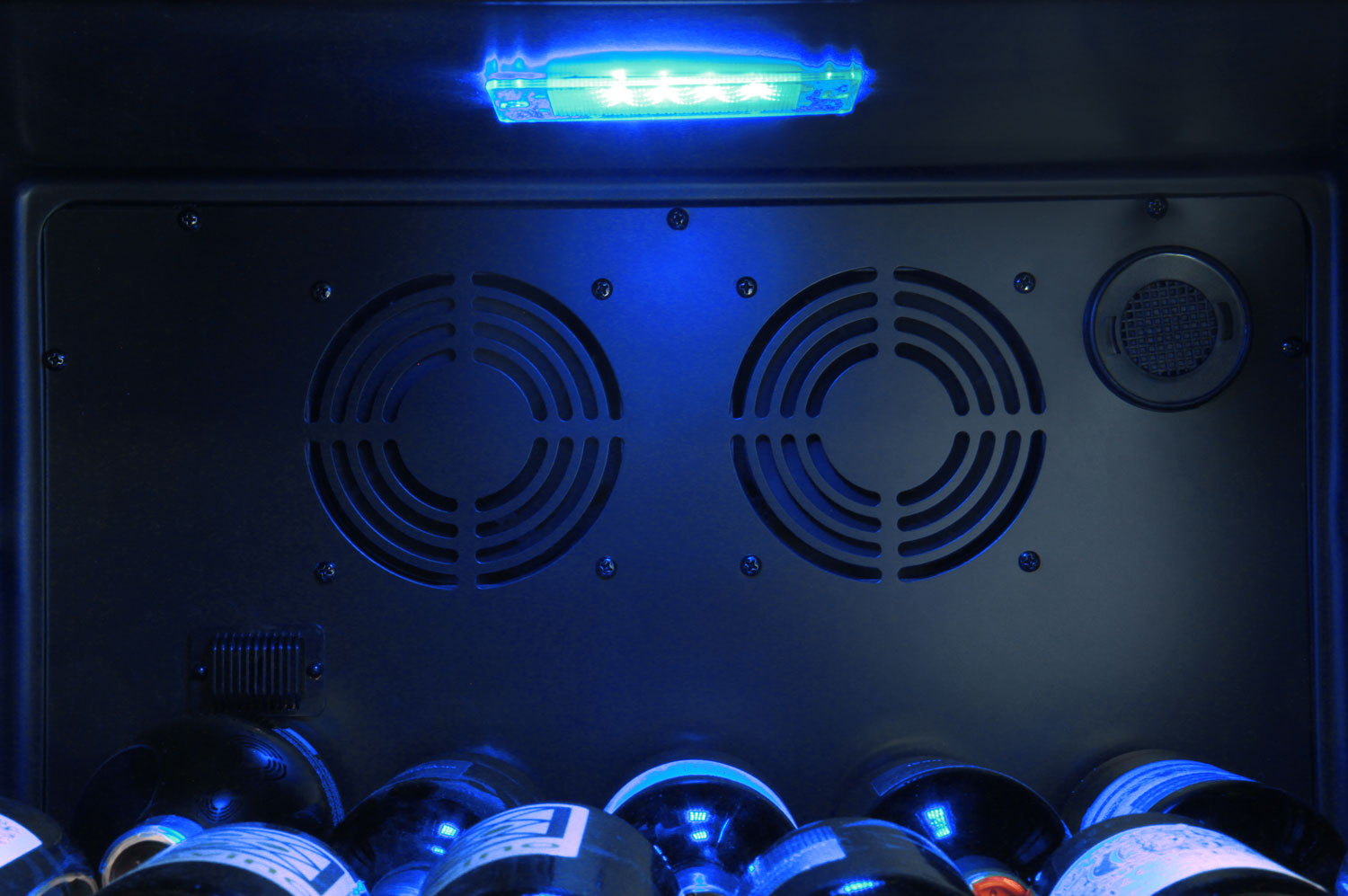 interior view of cooling vents and LED lighting