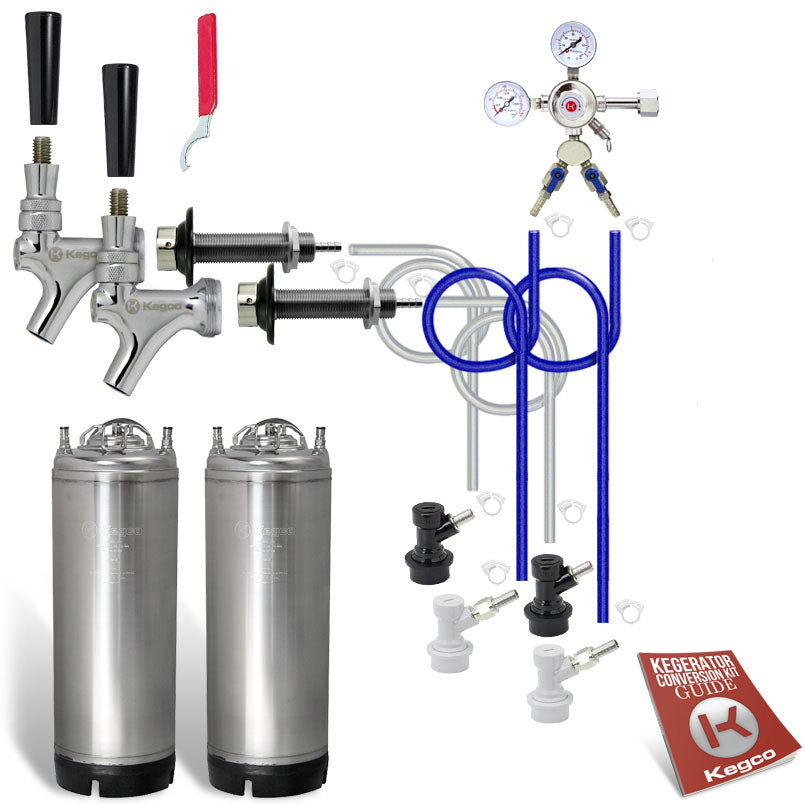 Dual Faucet Door Mount Homebrew Kegerator Kit with New Ball Lock Kegs