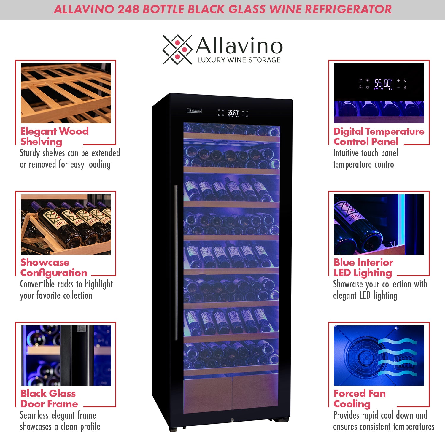 Allavino Cascina 2X-KWR248S-1BG black glass door wine refrigerator