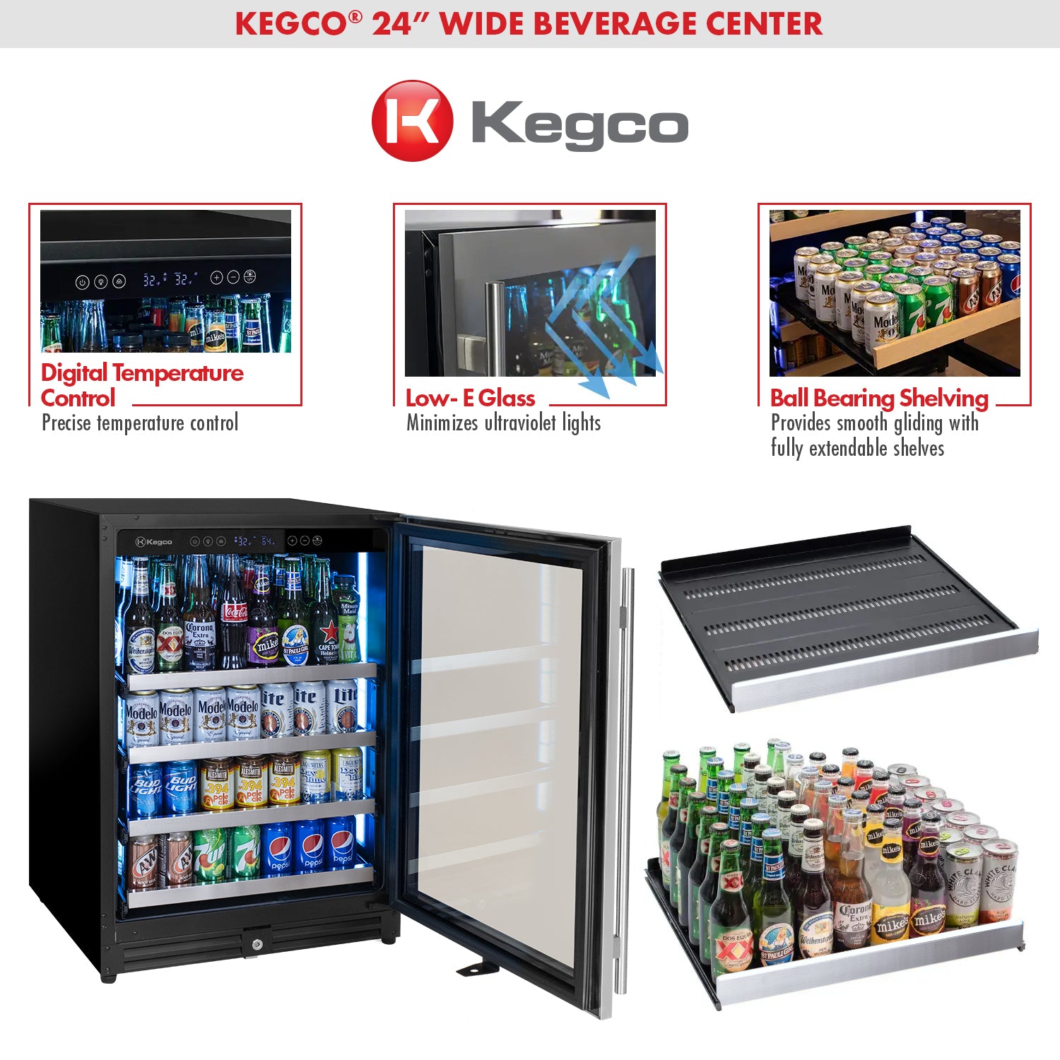 Kegco 2X-VSBC-24LS Stainless Steel Side-by-Side Beverage Center