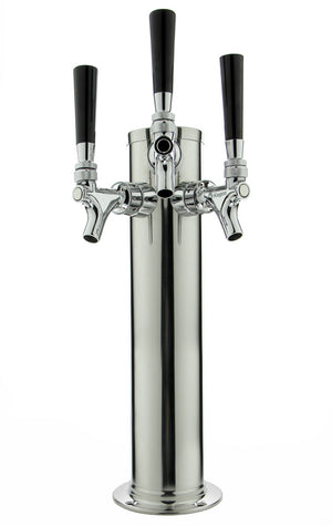 14" Polished Stainless Steel Draft Tower - 3 Standard Faucets