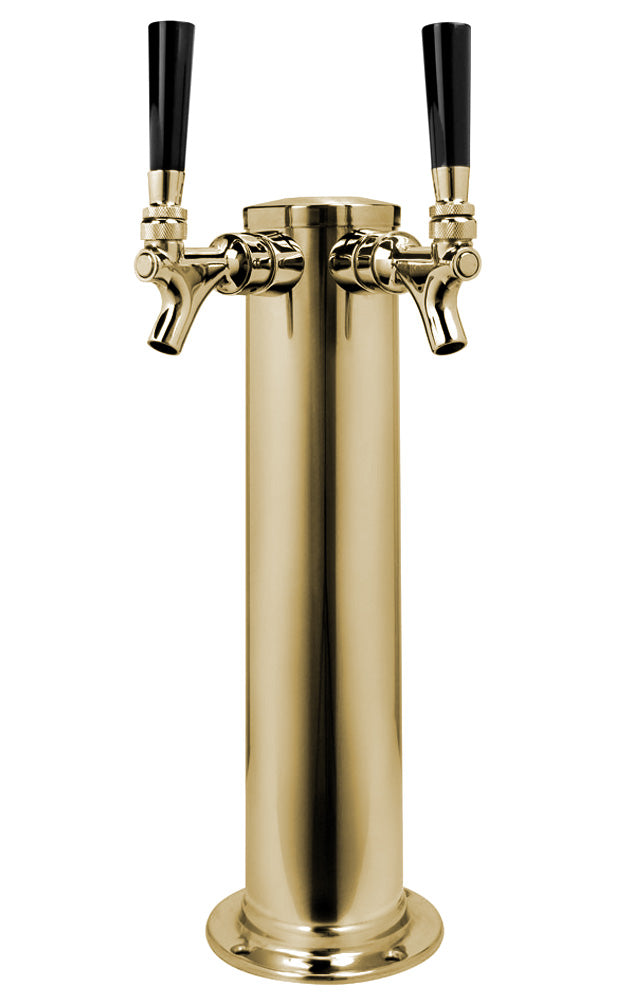 BrushedStainless Steel Dual Faucet Draft Beer Tower - 3-Inch Diameter Column