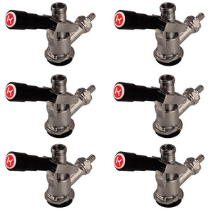 S System Keg Tap Coupler with Black Lever Handle - Set of 6