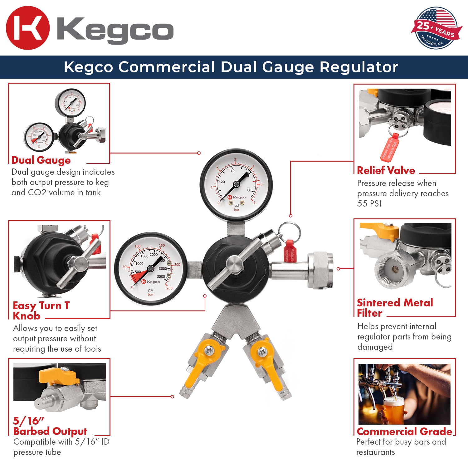 Kegco 762-2 Regulator - Features