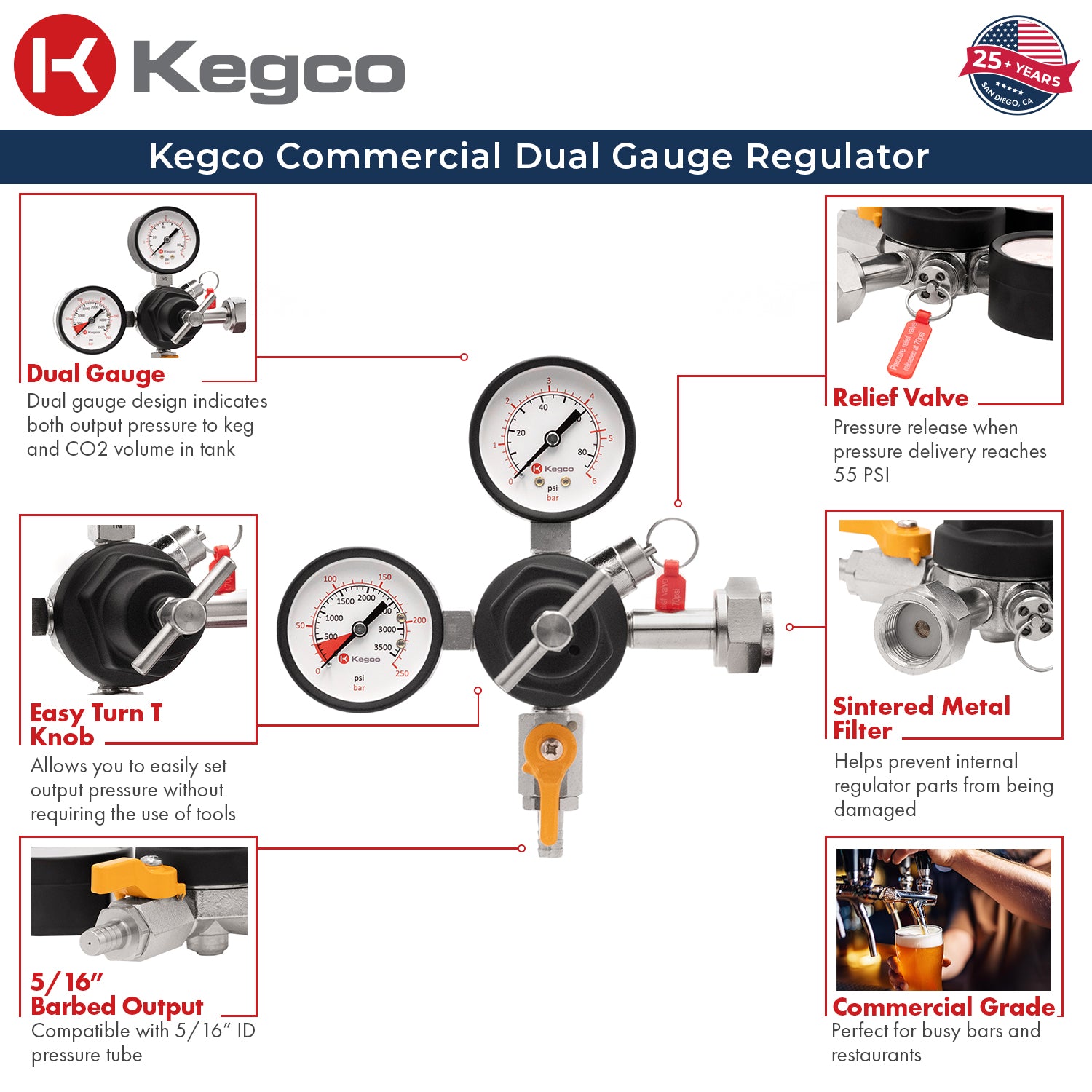 Kegco 762 Regulator - Features