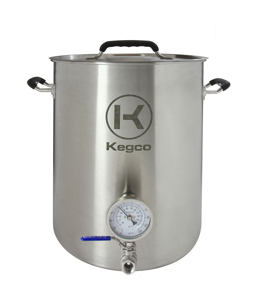 8 Gallon Brew Kettle with Thermometer and 2-Piece Ball Valve