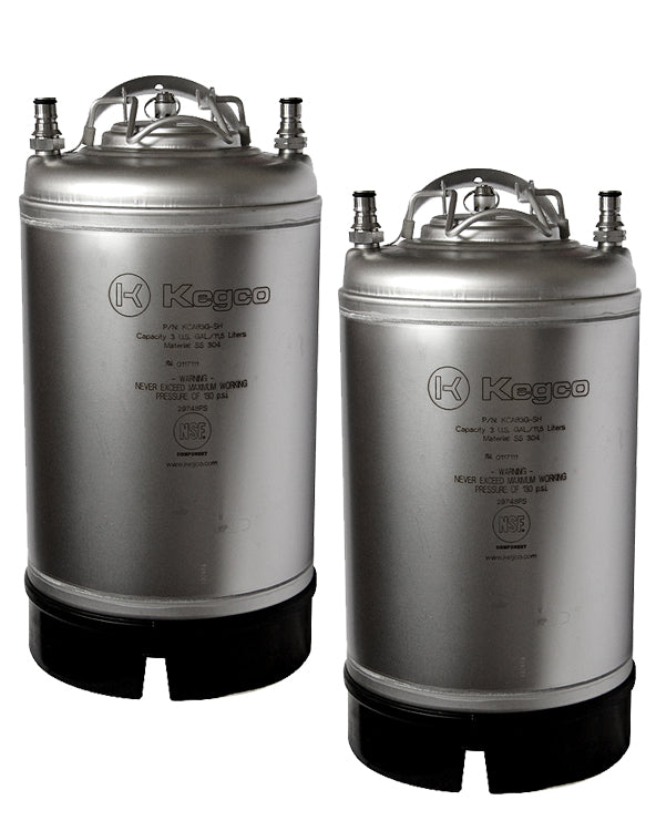 3 Gallon Home Brew Ball Lock Keg with Strap Handle - Set of 2