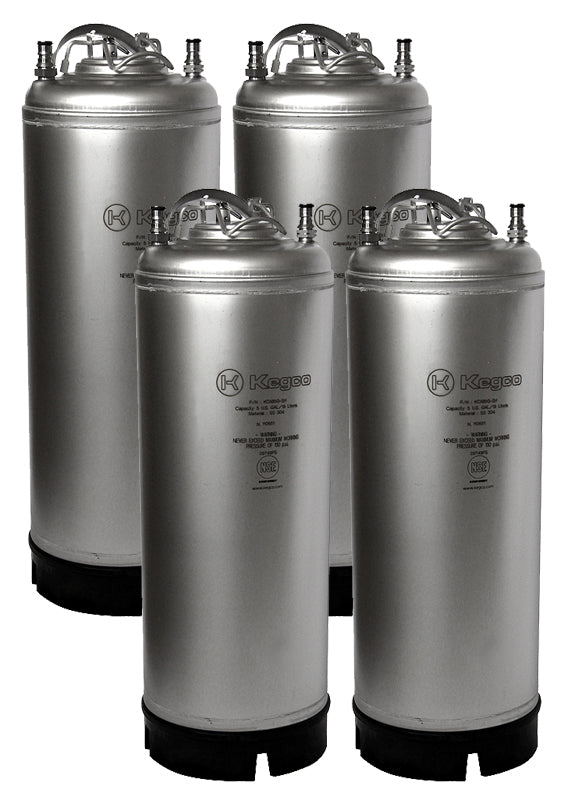 NSF Approved 5 Gallon Ball Lock Keg with Strap Handle - Set of 4