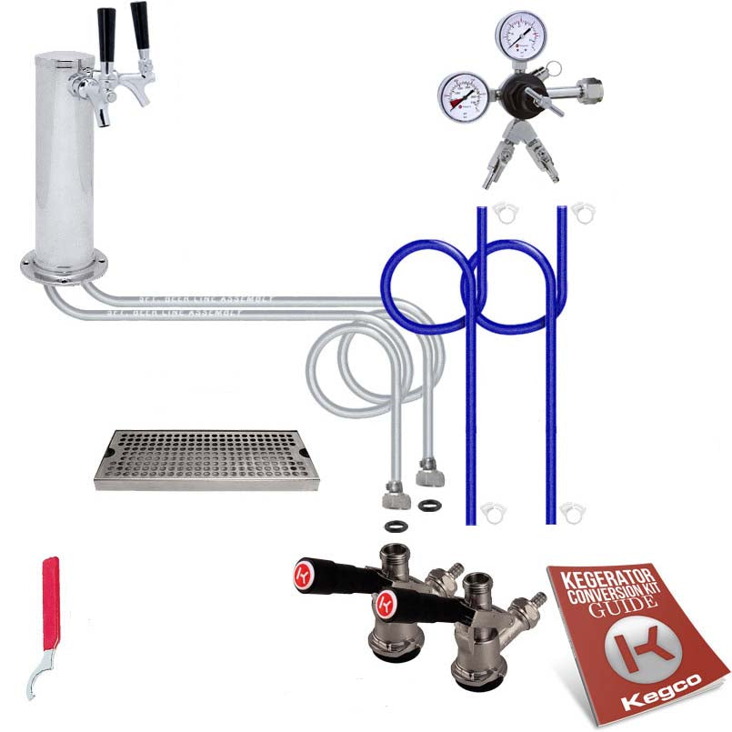 Deluxe Dual Tap Tower Kegerator Conversion Kit without Tank