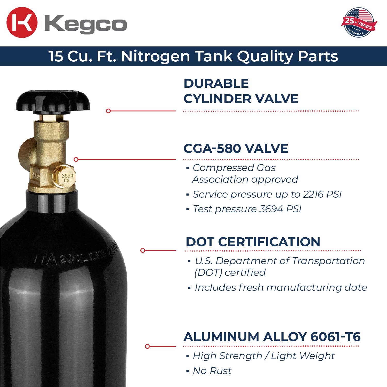 B5N-580 Nitrogen Tank Quality Parts