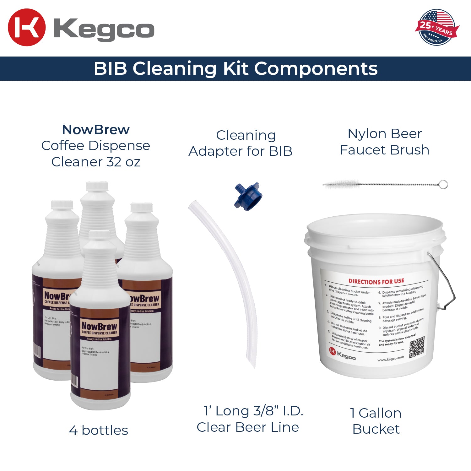 Kegco Ready-to-Drink BIB (Bag-in-a-Box) Dispense System Cleaning Kit