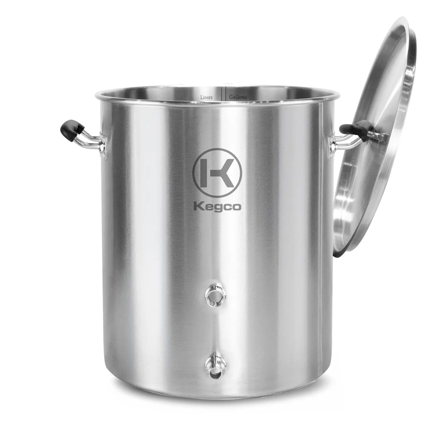 Kegco brew kettle with lid and handles