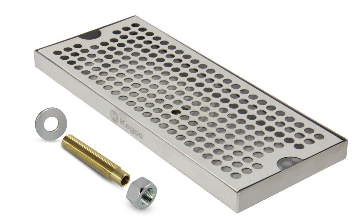 12" Stainless Steel Surface Mount Drain Tray, with Drain