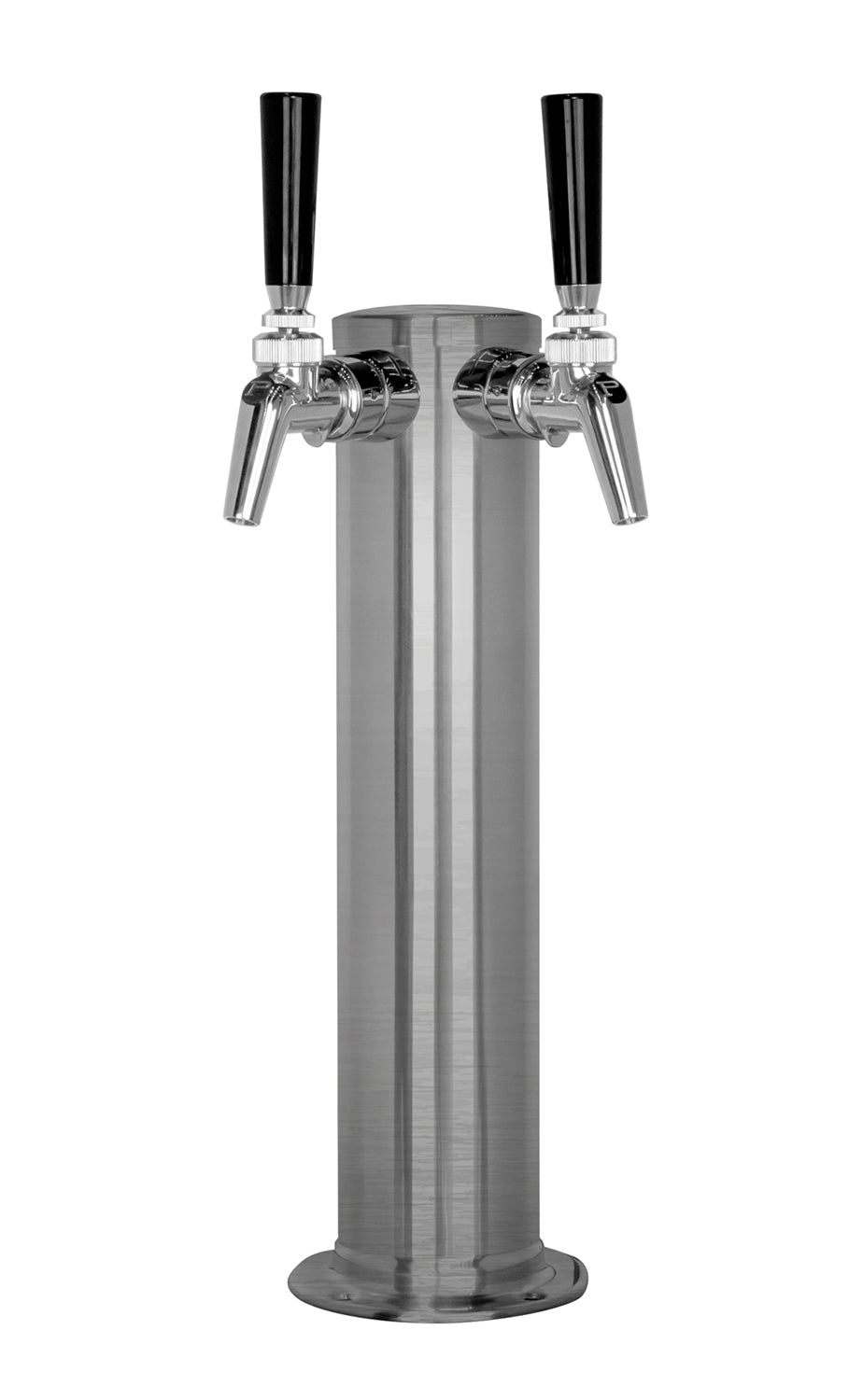 BrushedStainless Steel Dual Faucet Draft Beer Tower - 3-Inch Diameter Column