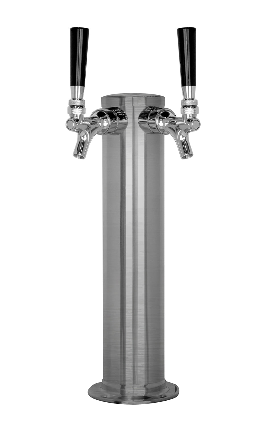 BrushedStainless Steel Dual Faucet Draft Beer Tower - 3-Inch Diameter Column