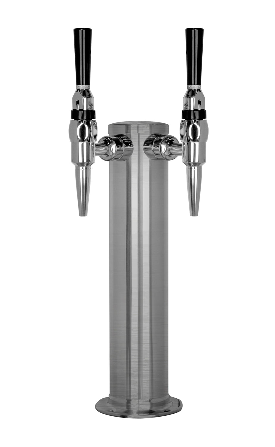 BrushedStainless Steel Dual Faucet Draft Beer Tower - 3-Inch Diameter Column