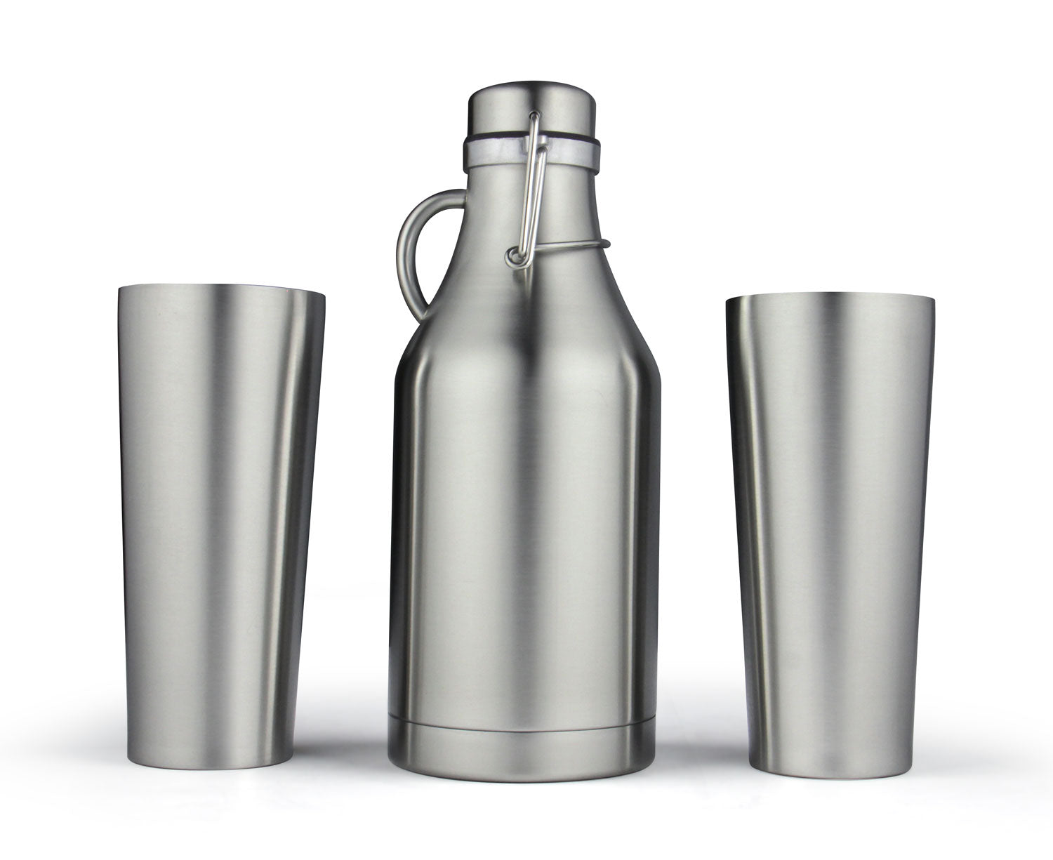 Stainless Steel Growler with 4 Stainless Steel Pint Glasses