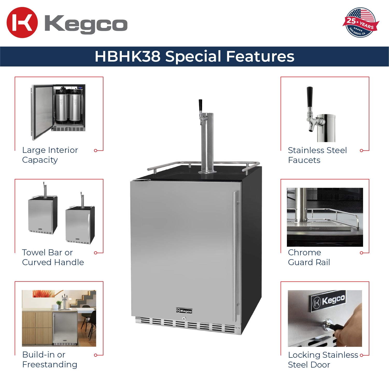 Kegco HBHK38BSU-L-1 Kegerator features