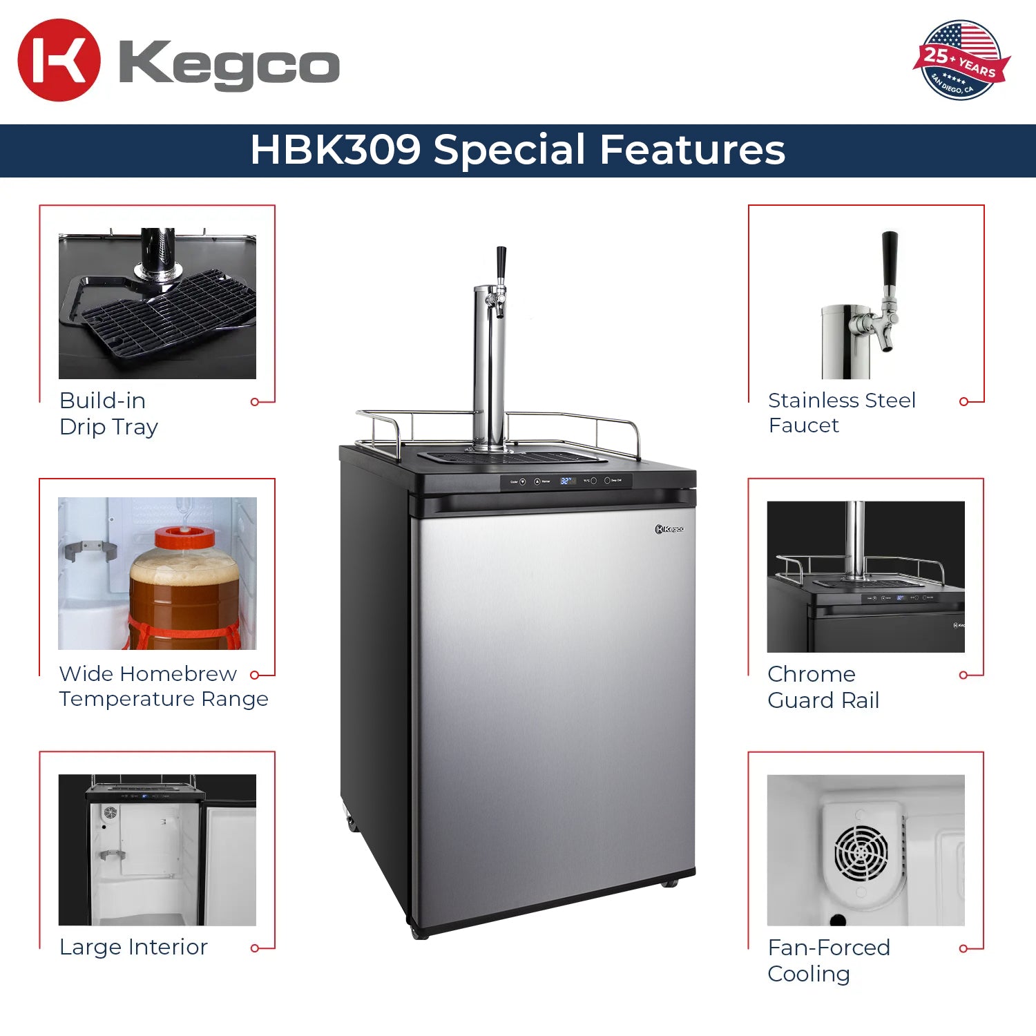 24 inch Wide homebrew Single Tap Stainless Steel Digital Kegerator