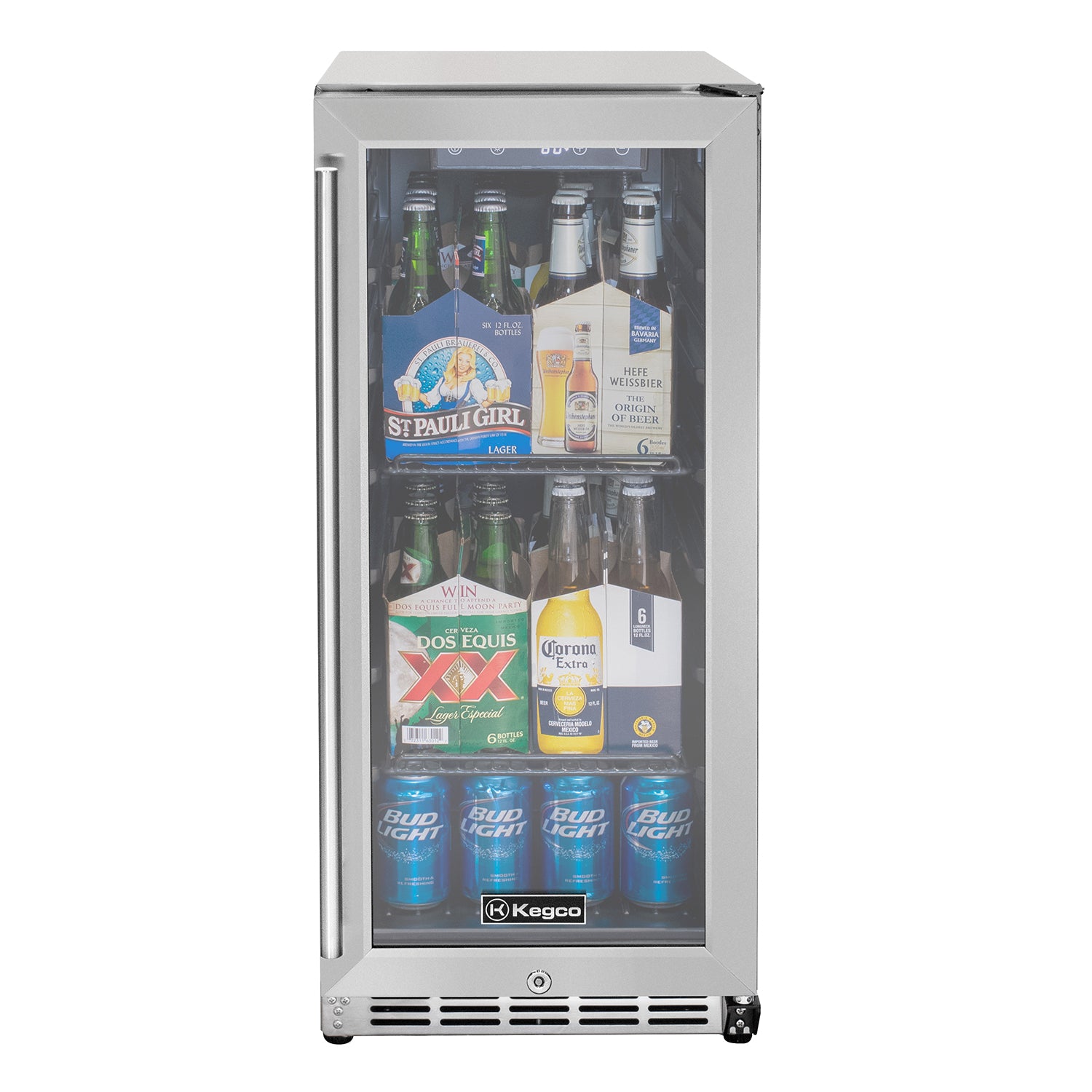 Kegco HK-15BC-SGL 15 inch stainless steel glass door outdoor beverage center