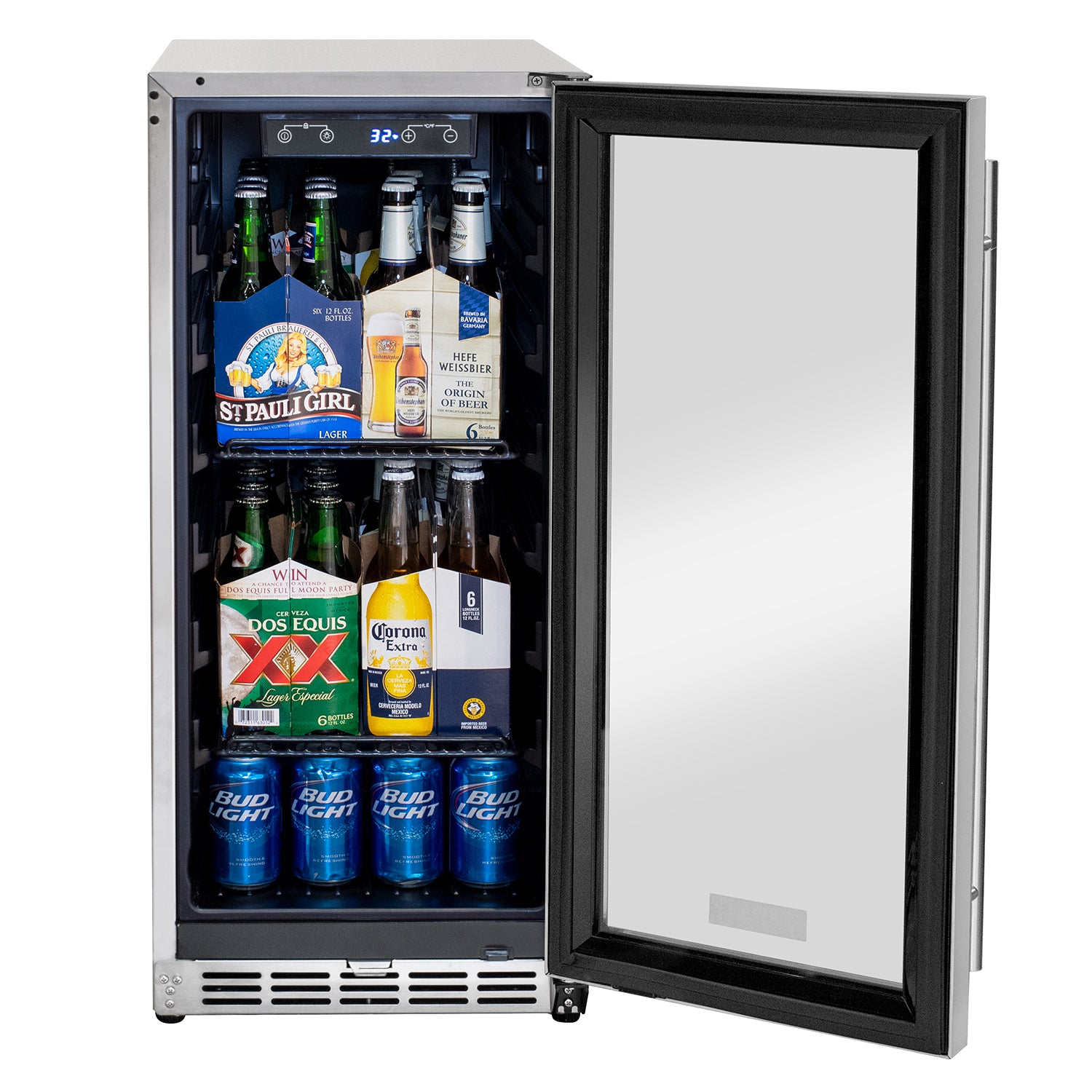 Kegco HK-15BC-SGL 15 inch stainless steel glass door outdoor beverage center