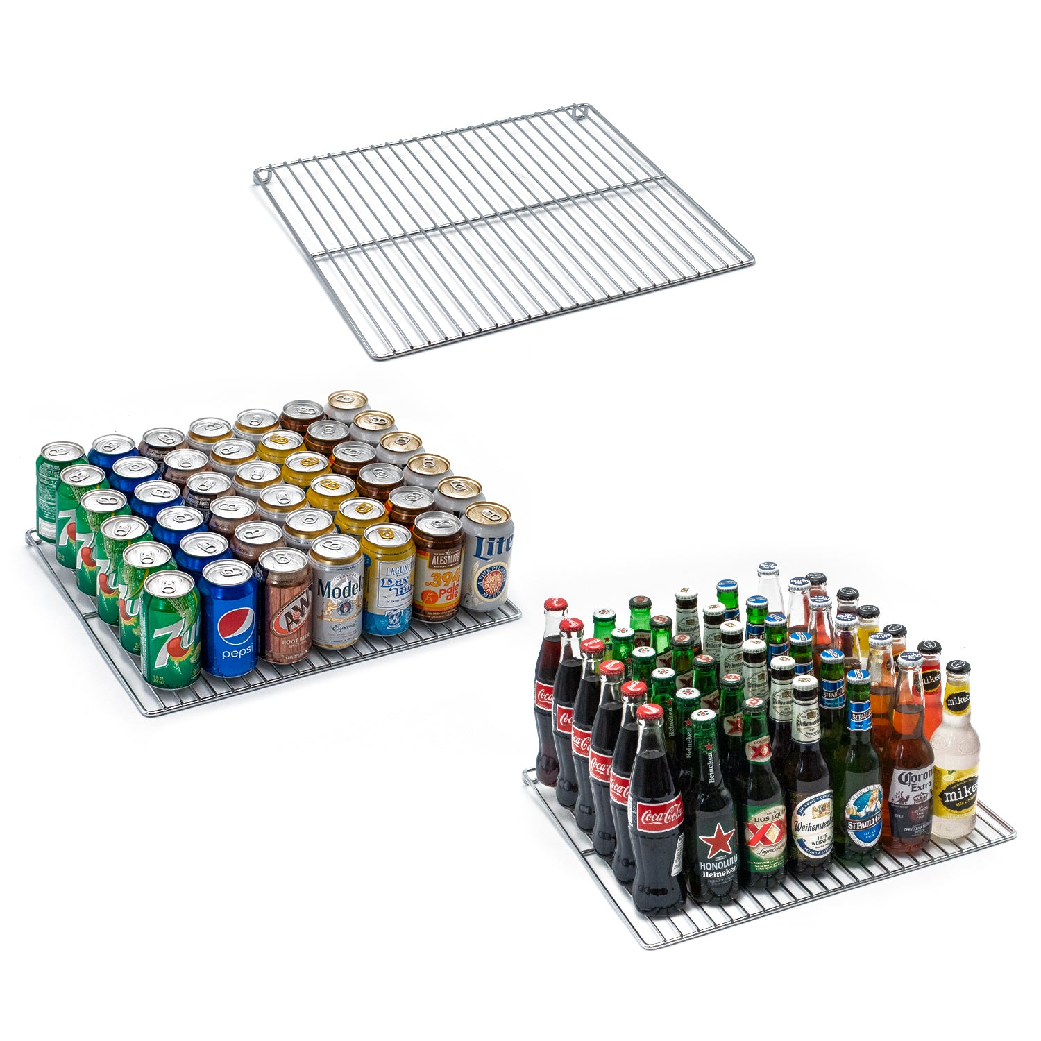 Kegco HK-24R-SS refrigerator rack for cans and bottles storage