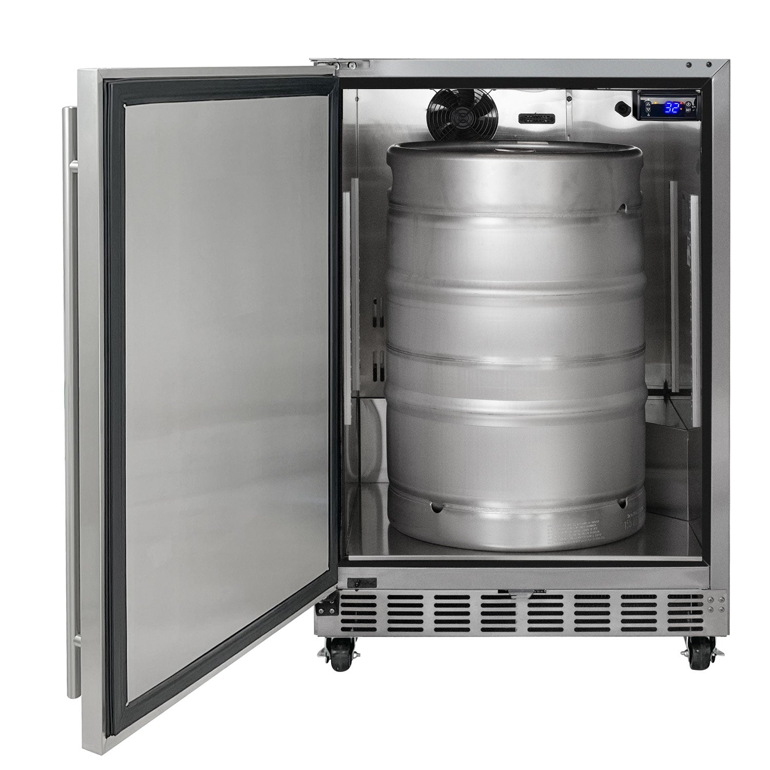 Dual Faucet Digital Commercial Outdoor Left Hinge Kegerator