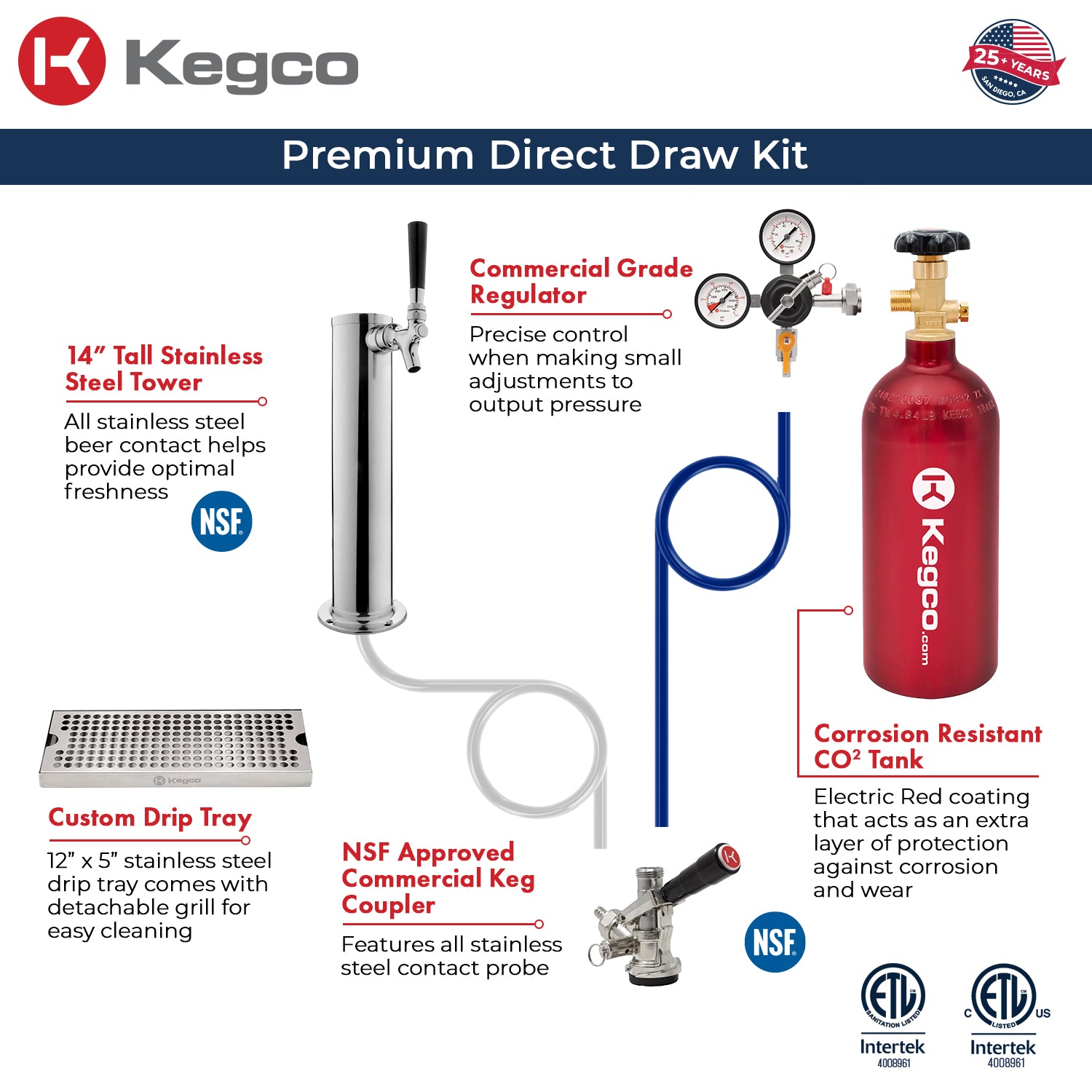 Kegco HK38SSU-1 Single Tap Draft Beer Dispense Kit