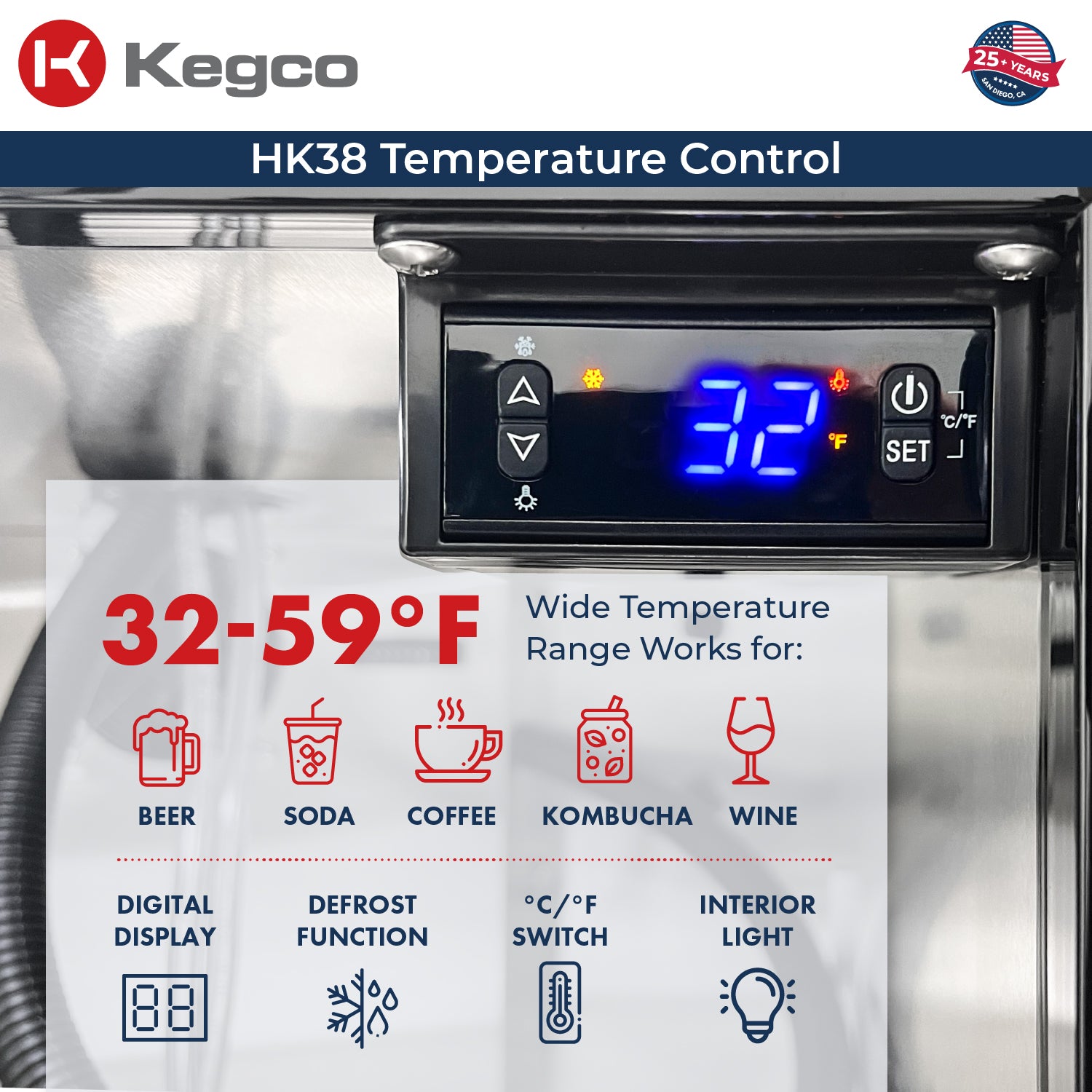 Kegco HK38SSU-1 Kegerator with Digital Temperature Control