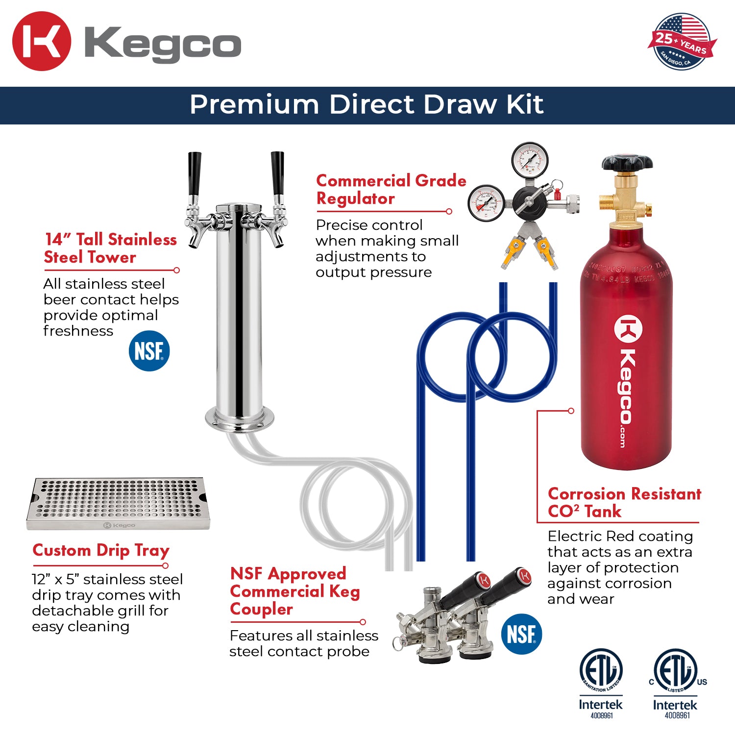 Kegco HK38SSU-2 Kegerator Dual Tap Draft Beer Dispense Kit