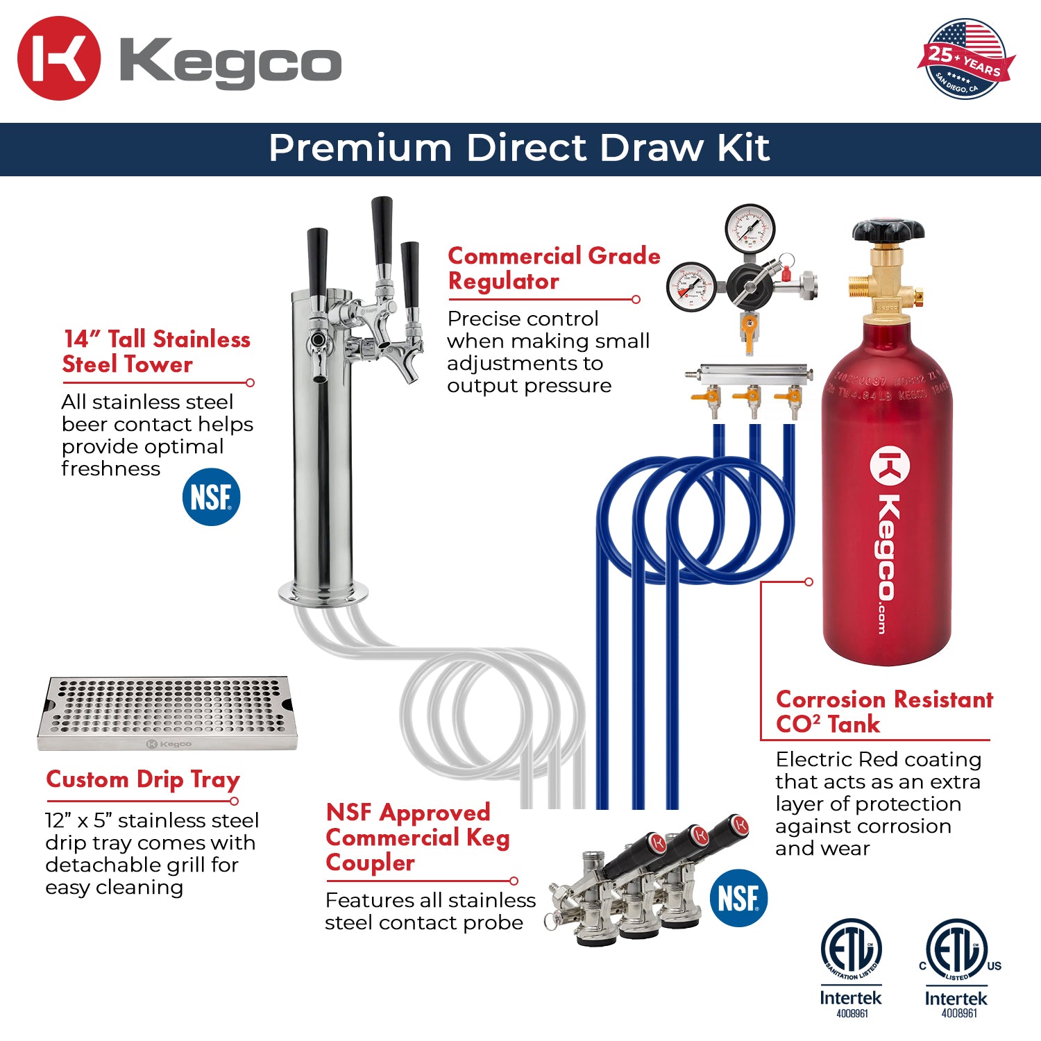 Kegco HK38SSU-3 Triple Tap Draft Beer Dispense Kit