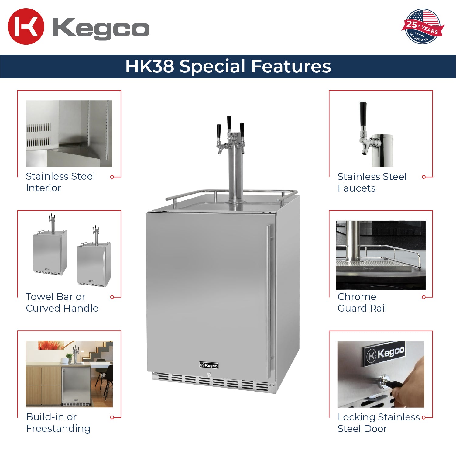 Kegco HK38SSU-L-3 Kegerator Features