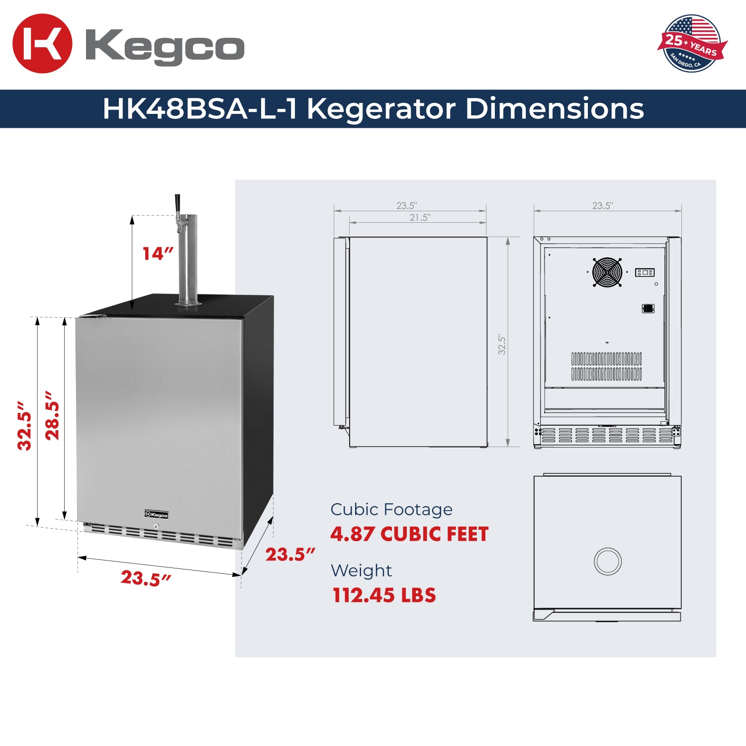 Kegco HK48BSA-L-1 Dimensions