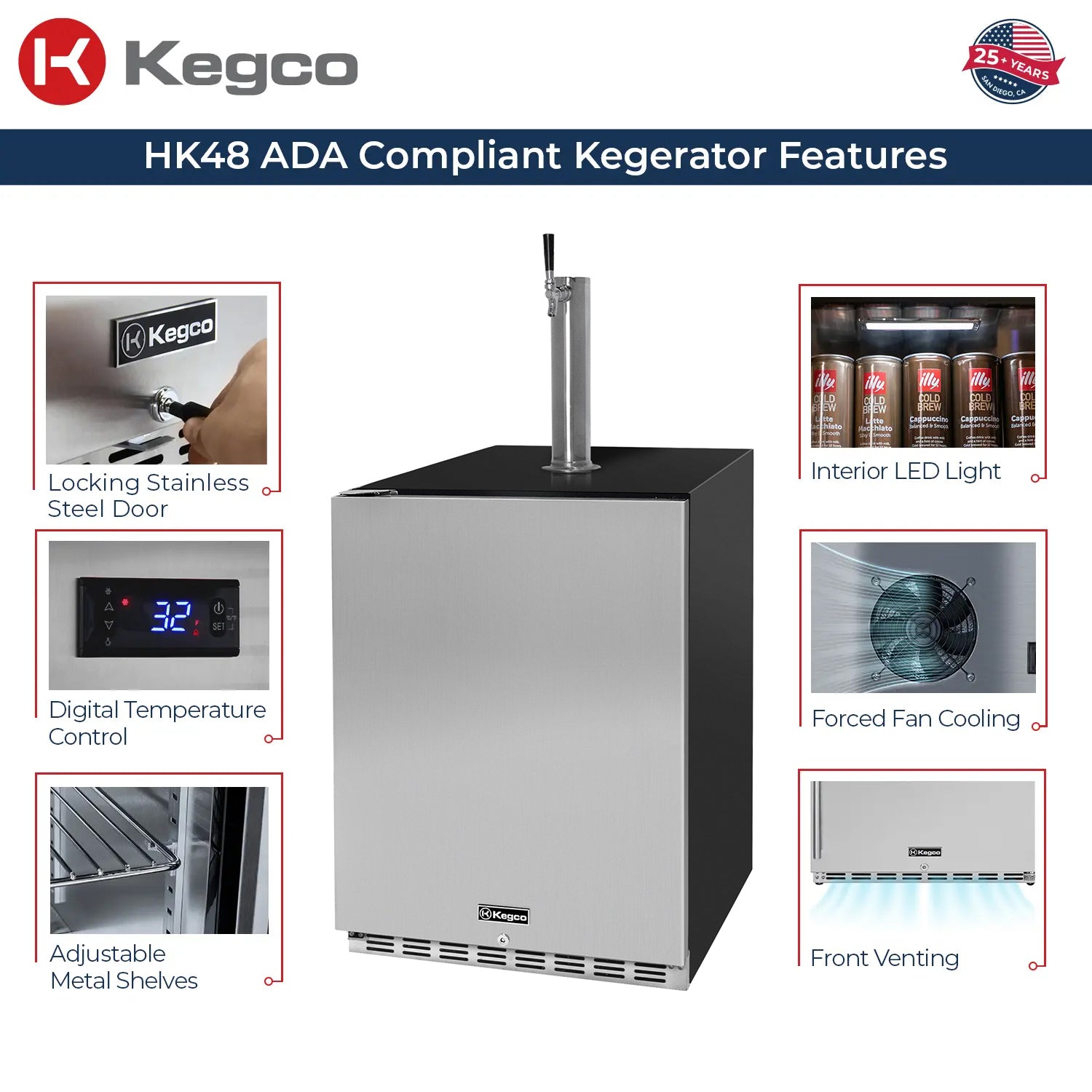 Kegco HK48BSA-L-1 Keg Fridge features