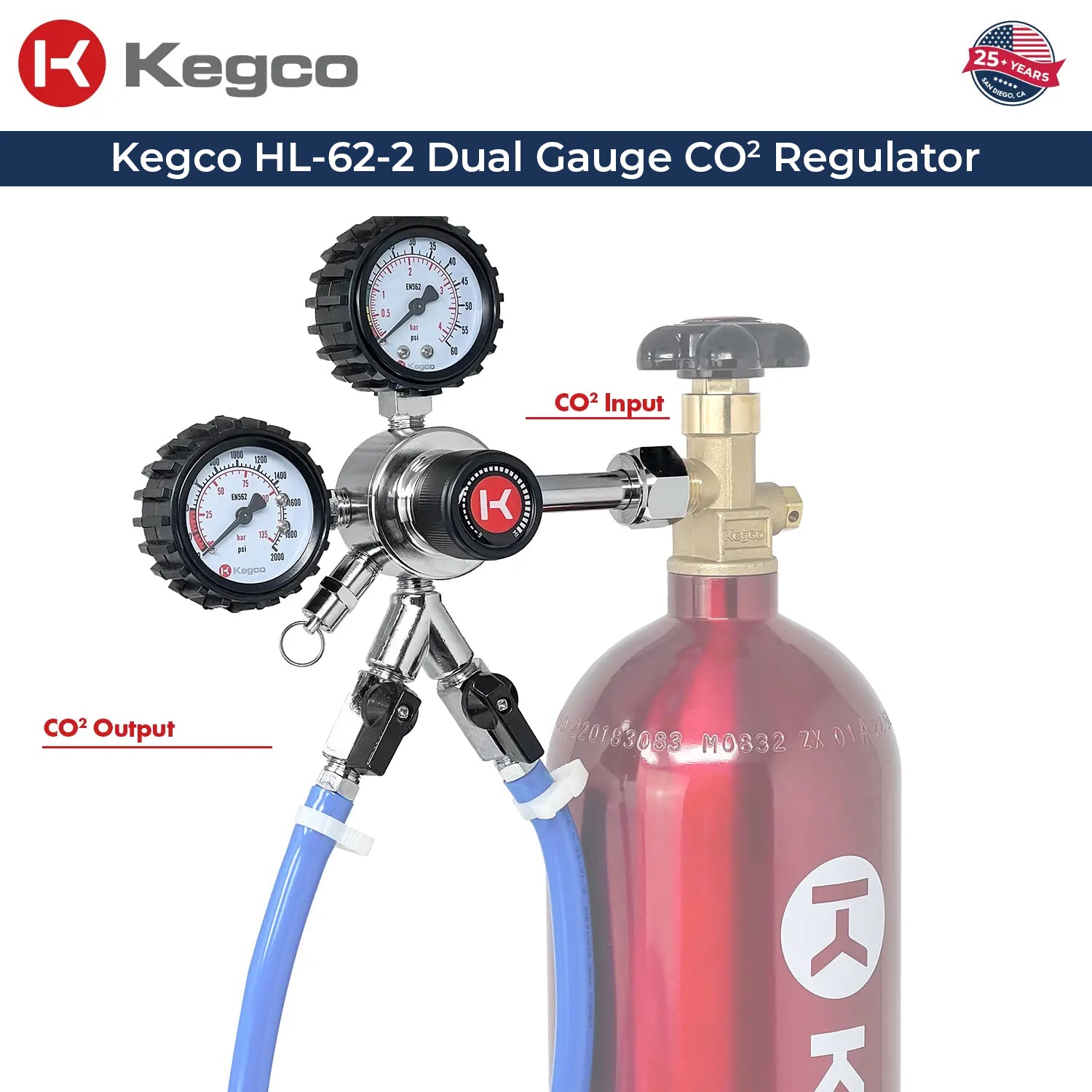 Premium Commercial Grade Double Gauge Two Product CO2 Regulator Premium Commercial Grade Double Gauge Two Product CO2 Regulator
