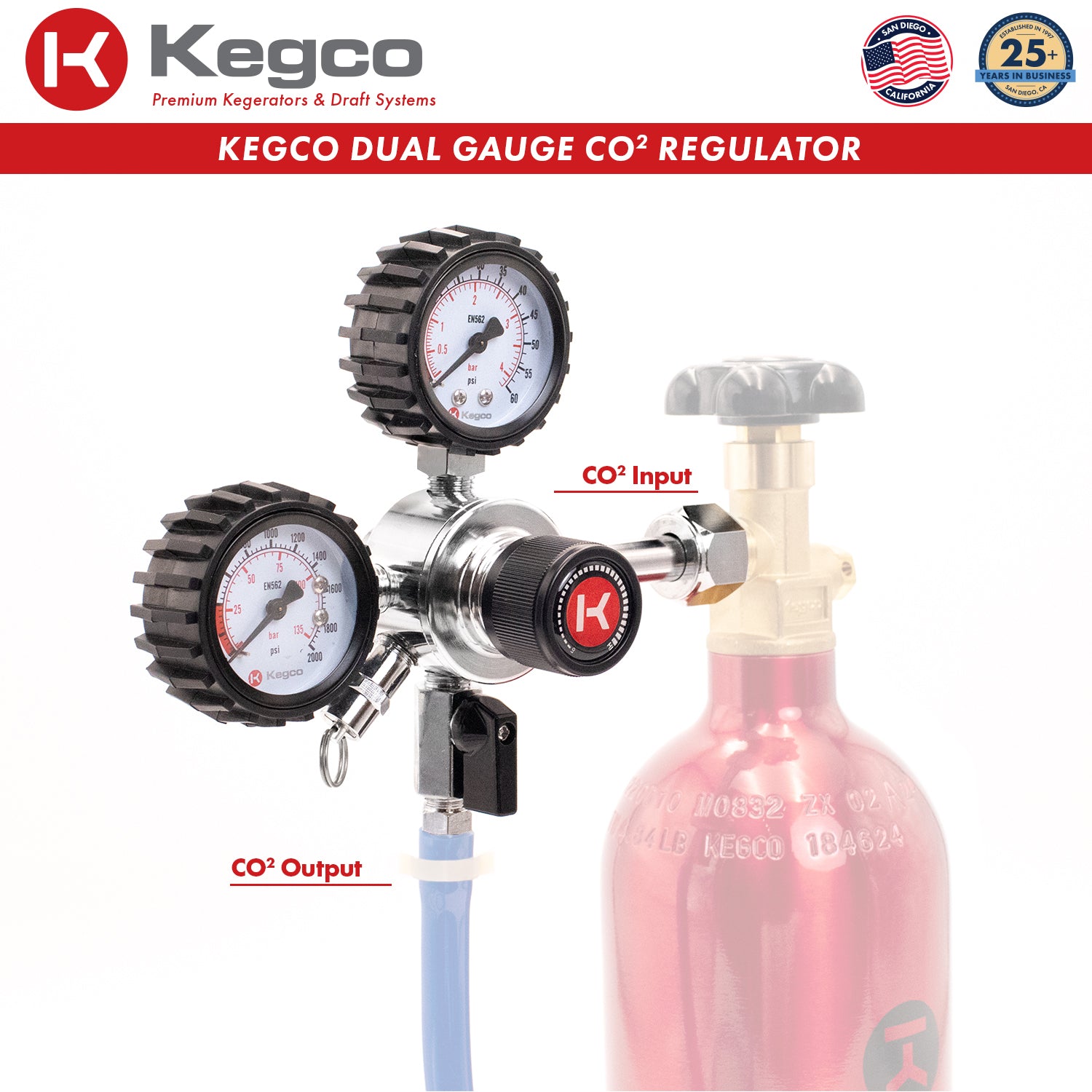 Premium Dual Gauge, 2-Stage CO2 Draft Beer Regulator