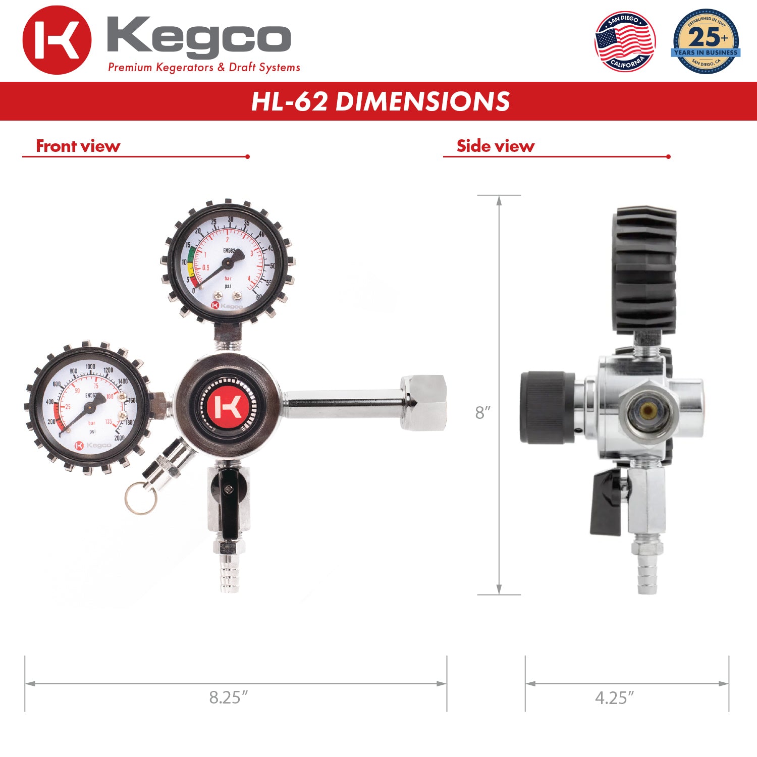 Premium Dual Gauge, 2-Stage CO2 Draft Beer Regulator