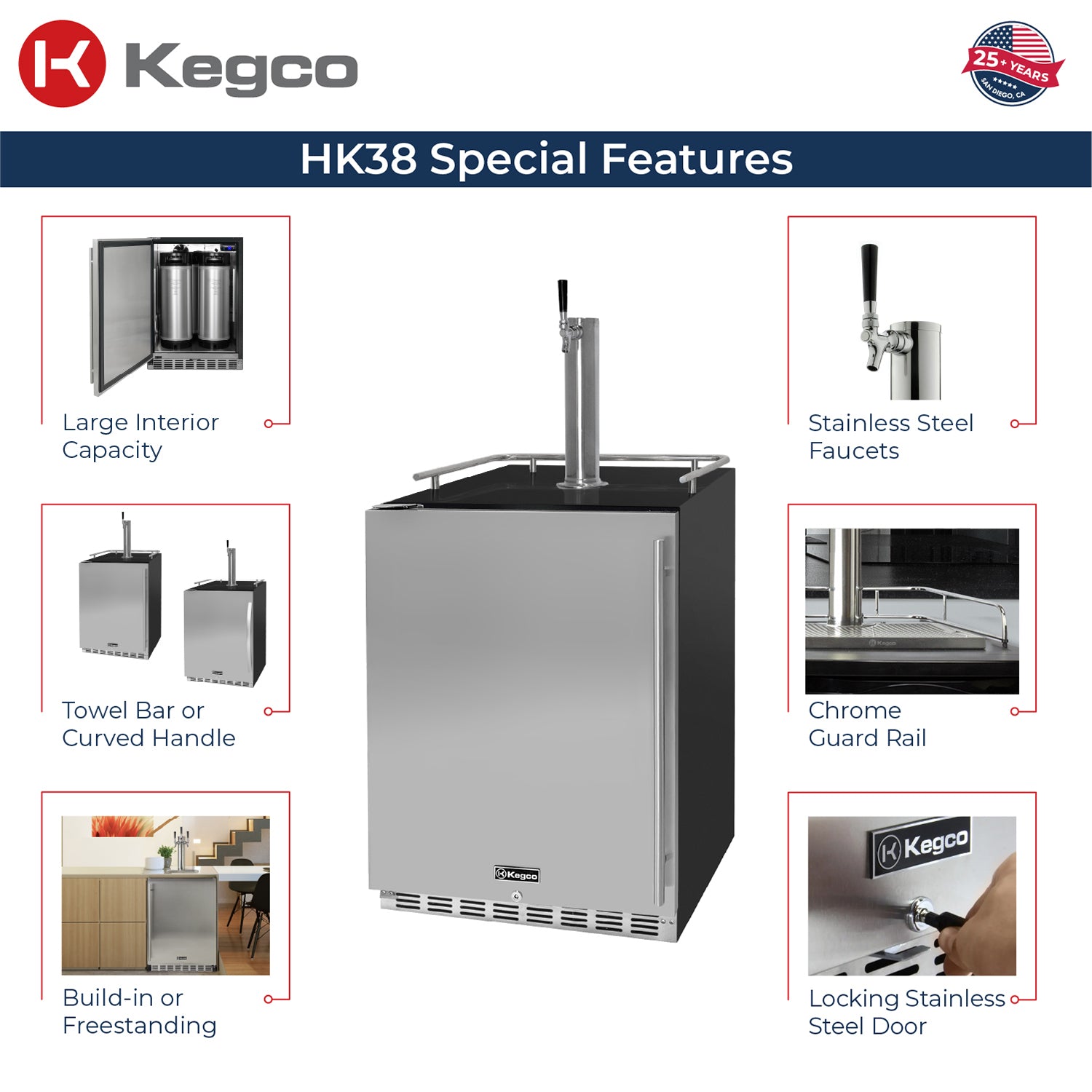 Kegco ICHK38BSU-L-1 kegerator features