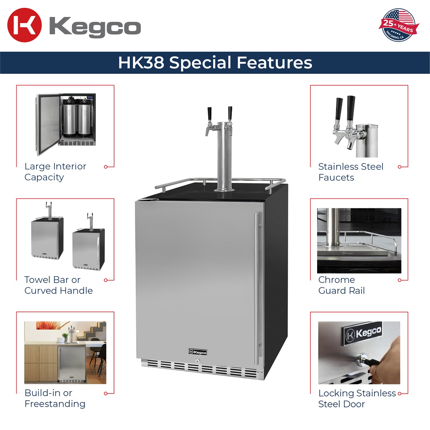 Kegco ICHK38BSU-L-2 kegerator features