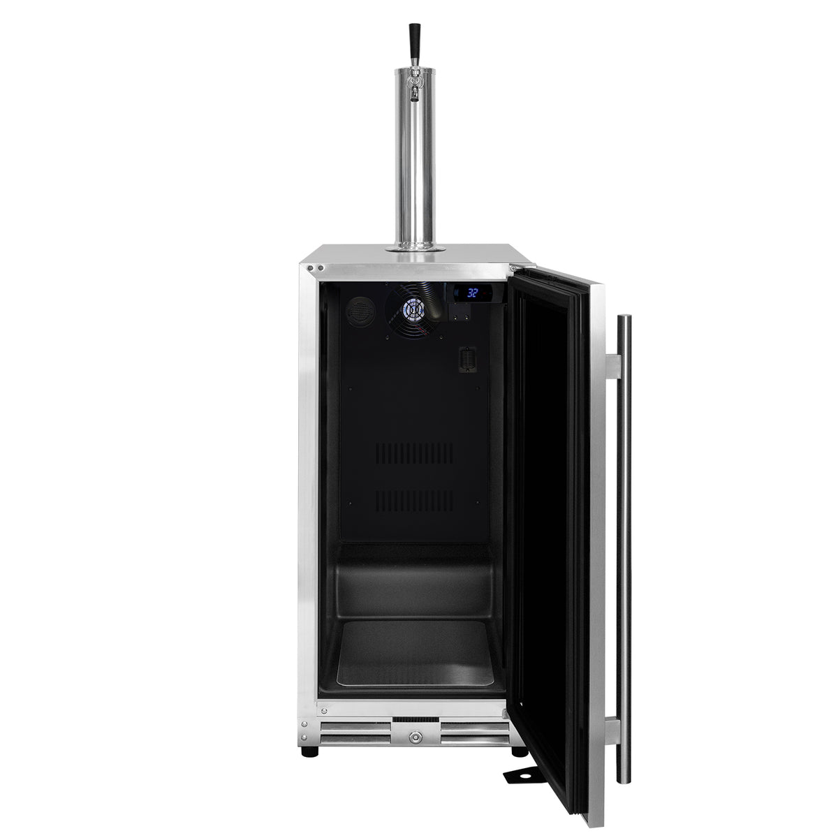 15" Wide Commercial Outdoor Built-In Stainless Steel Right Hinge Carbonated Water Kegerator