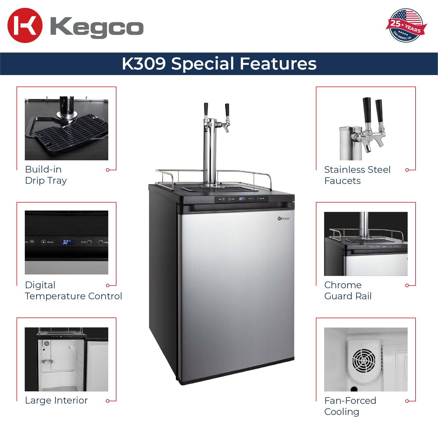 Digital Kegerator K309SS-2 Features
