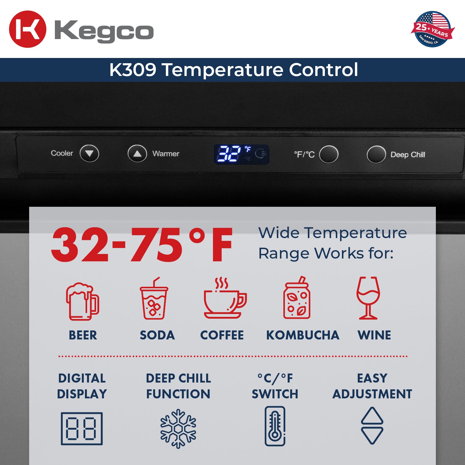 Digital Kegerator K309SS-1 Temperature Control