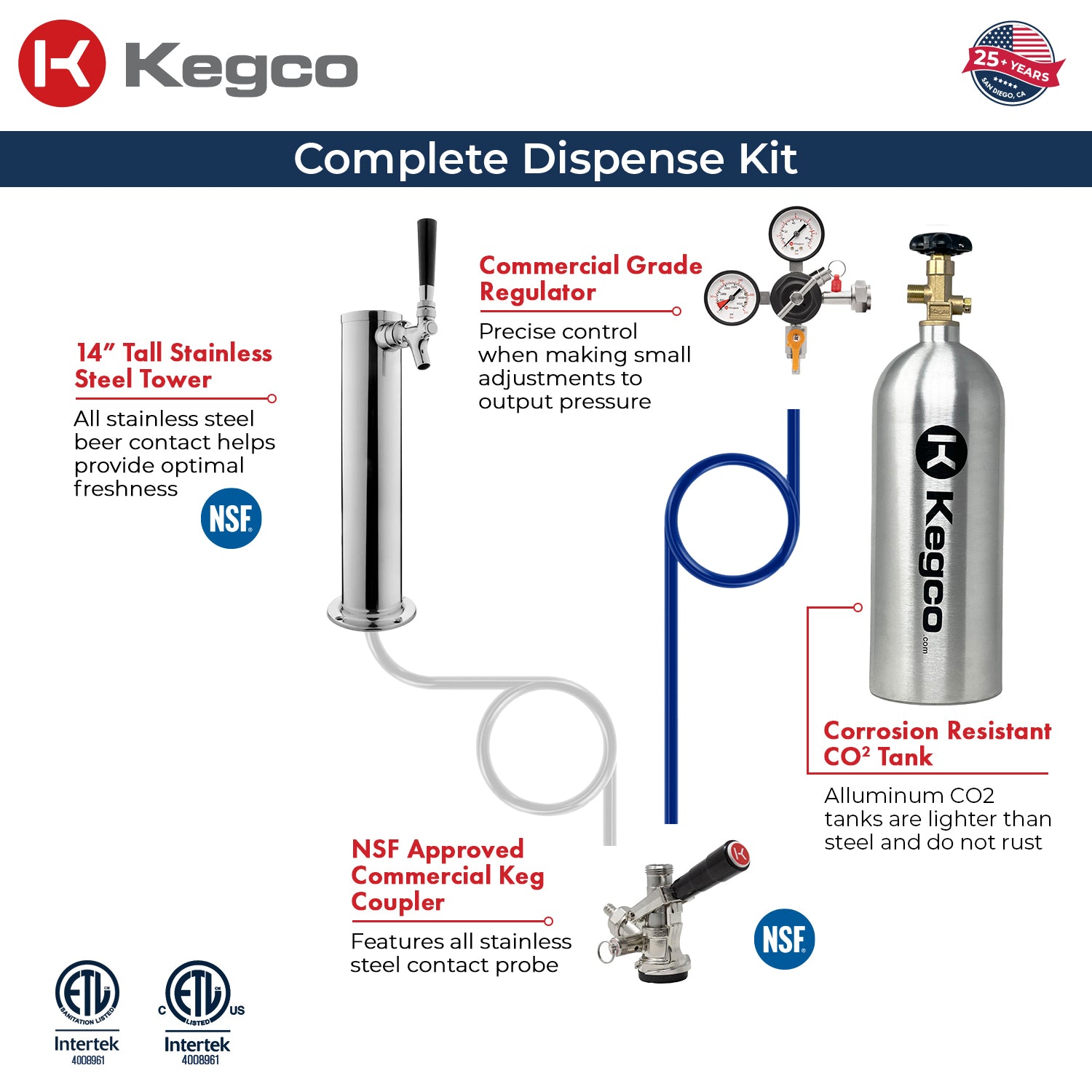 24 inch Wide Single Tap Black Stainless Steel Digital Kegerator